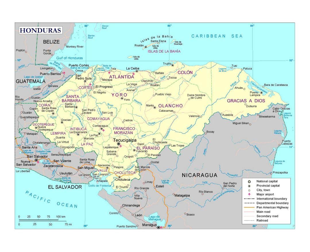 aeroportos en Honduras mapa