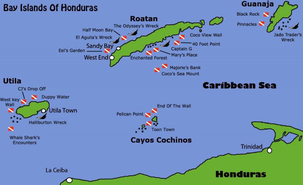 illas de Honduras mapa
