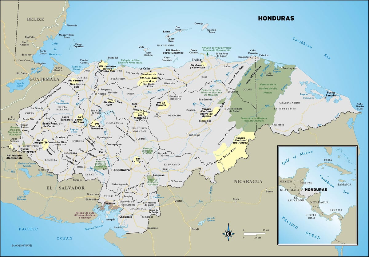 mapa de Honduras turística