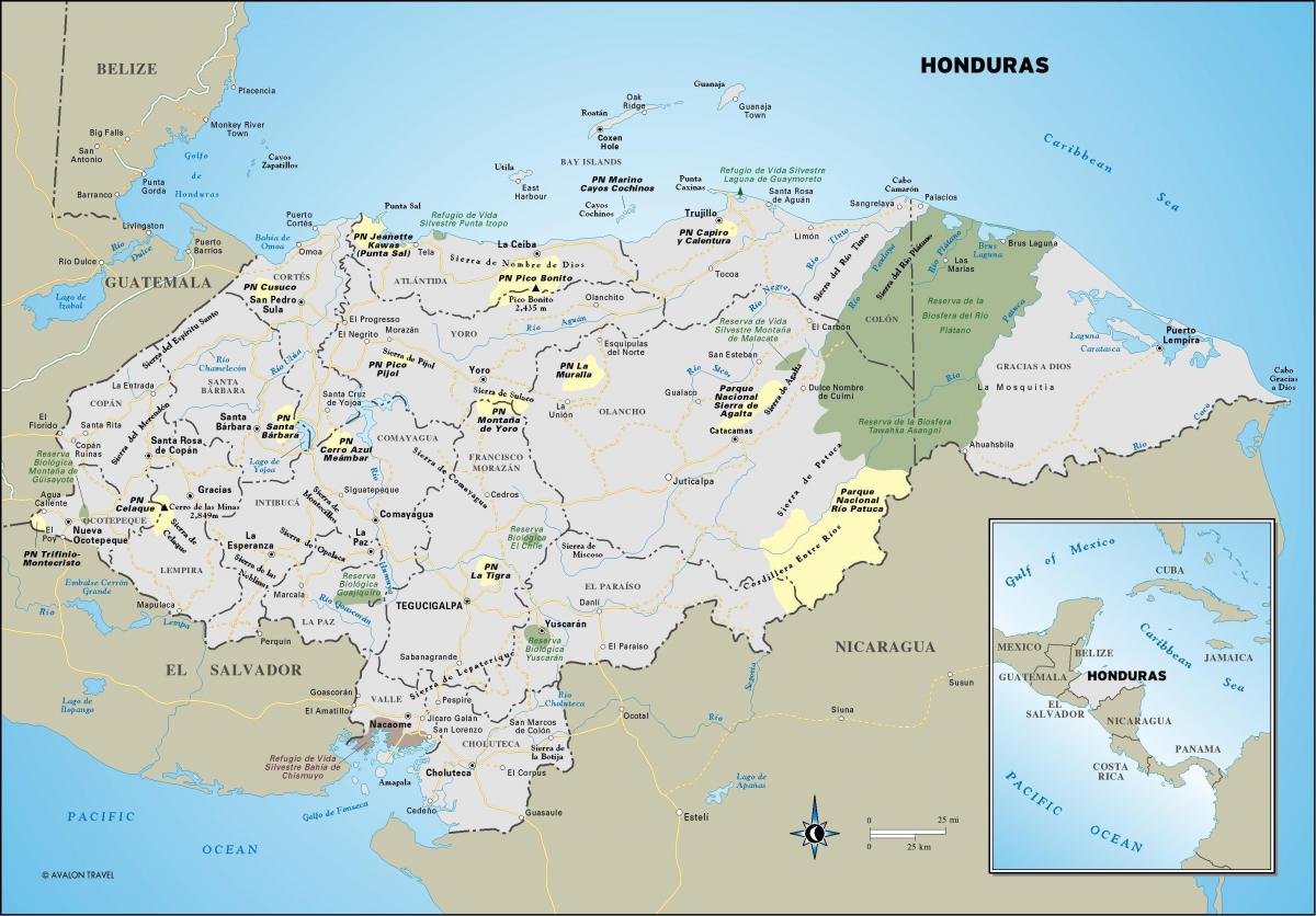 mapa de Honduras turística