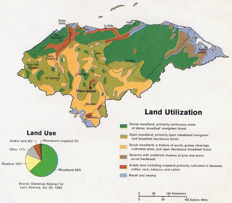 mapa de Honduras montañas