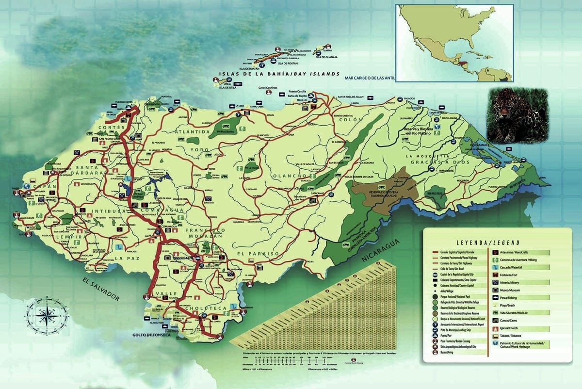 mapa de Honduras xeografía