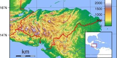Mapa topográfico de Honduras