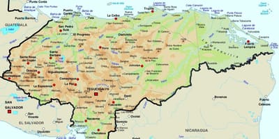 Mapa de Honduras e os países veciños